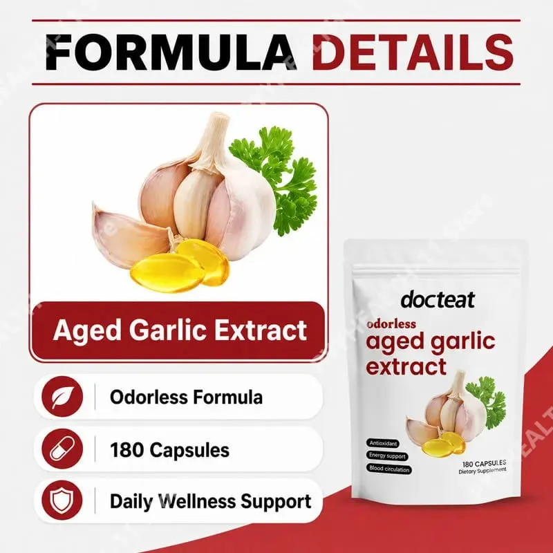 Capsules d'huile d'ail sans odeur, extrait d'ail âgé de 2 ans, gélules molles, soutient la santé cardiaque immunitaire, stimule l'énergie et le pouvoir antioxydant