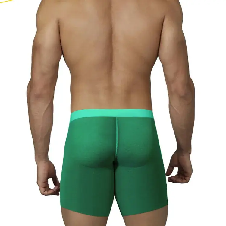 0.01mm Ultra-manipis na Kasuotang Panloob ng Lalaking Mahabang Boxer Shorts na Paglamig ng Yelo Silk Transparent Gym Fitness Underpants Mga Seamless Mesh Slips