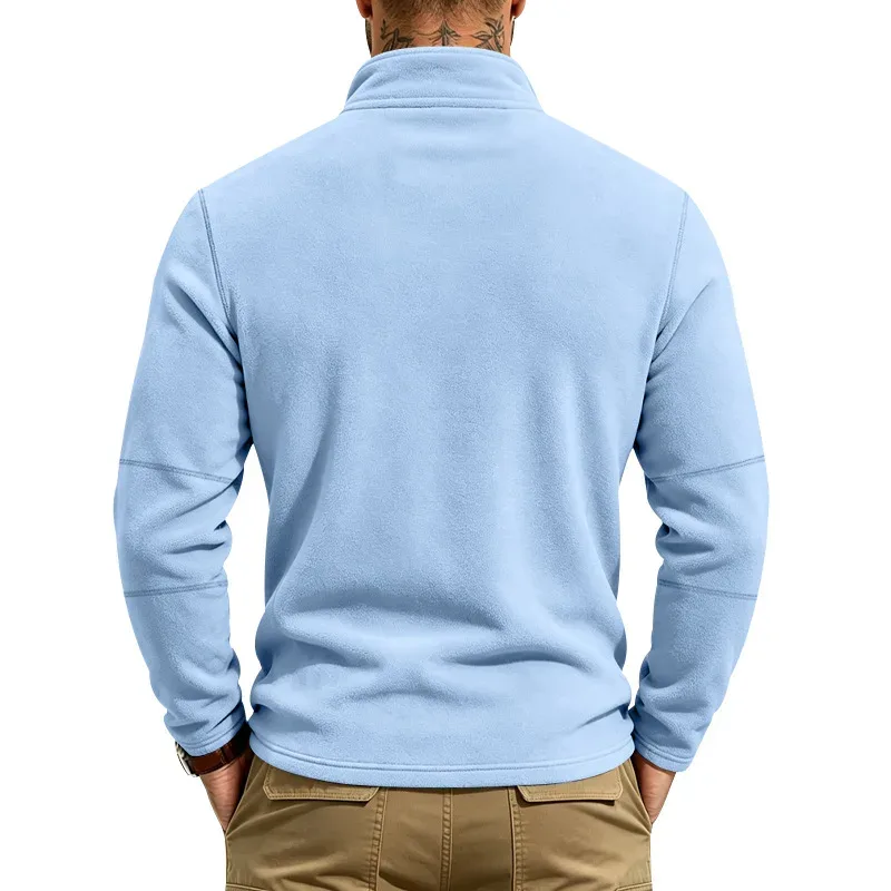 Men's Quarter Zip Polar Fleece Pullover Stand Collar Long Sleeve Casual Warm Sweatshirt For Autumn Winter Daily Commute Wear