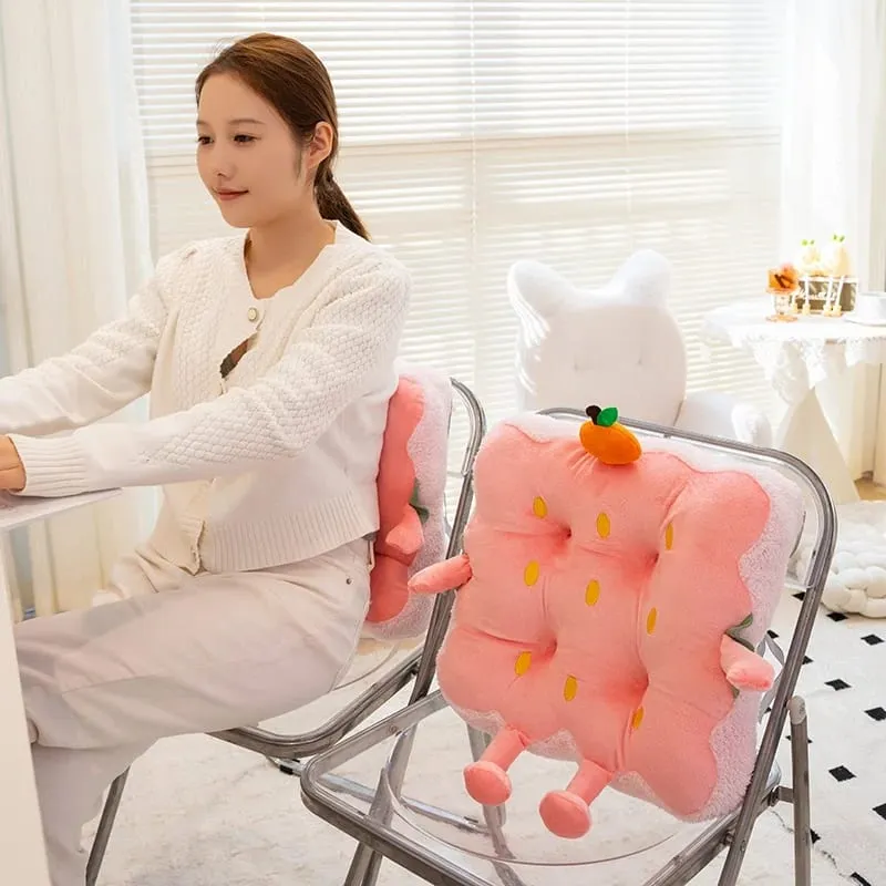 40cm Cute Strawberry Seat Cushion Fruit Pink Strawberry Soft Plush Stuffed Chair Mat For Office Sofa Living Room Home Couch
