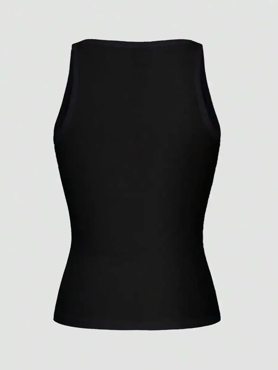 Slim Fit Minimalist Knit Camisole Tank Top Sexy Sporty Design for Women