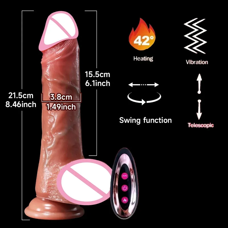 Realistic Vibrator Dildo Telescopic Heated Vibrating Female Vaginal Masturbator Anal Plug Penis Adult Sex Toys Adult Supplies 18