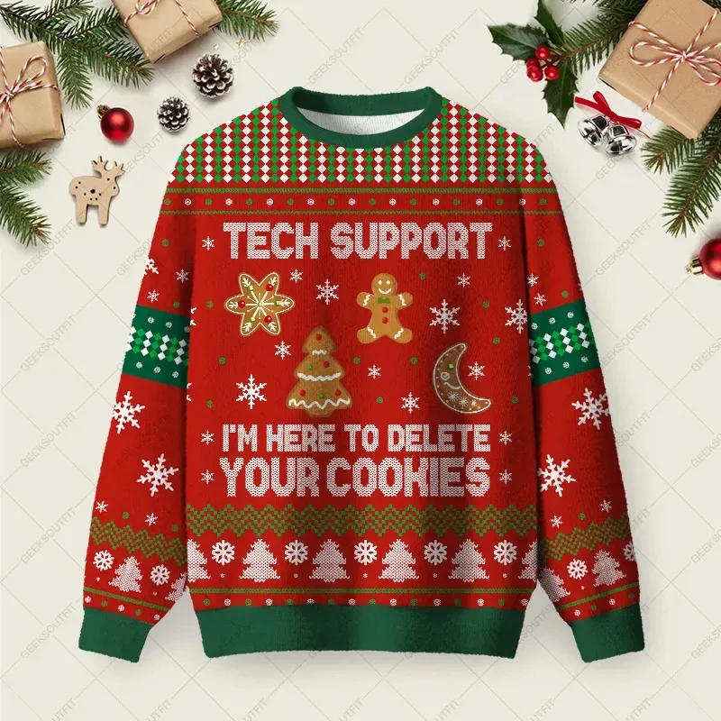 3D Print Gingerbread Man Graphic Sweatshirts Funny Santa Claus Ugly Christmas Sweater Unisex Xmas 2026 Pullover Casual Clothing — image 7