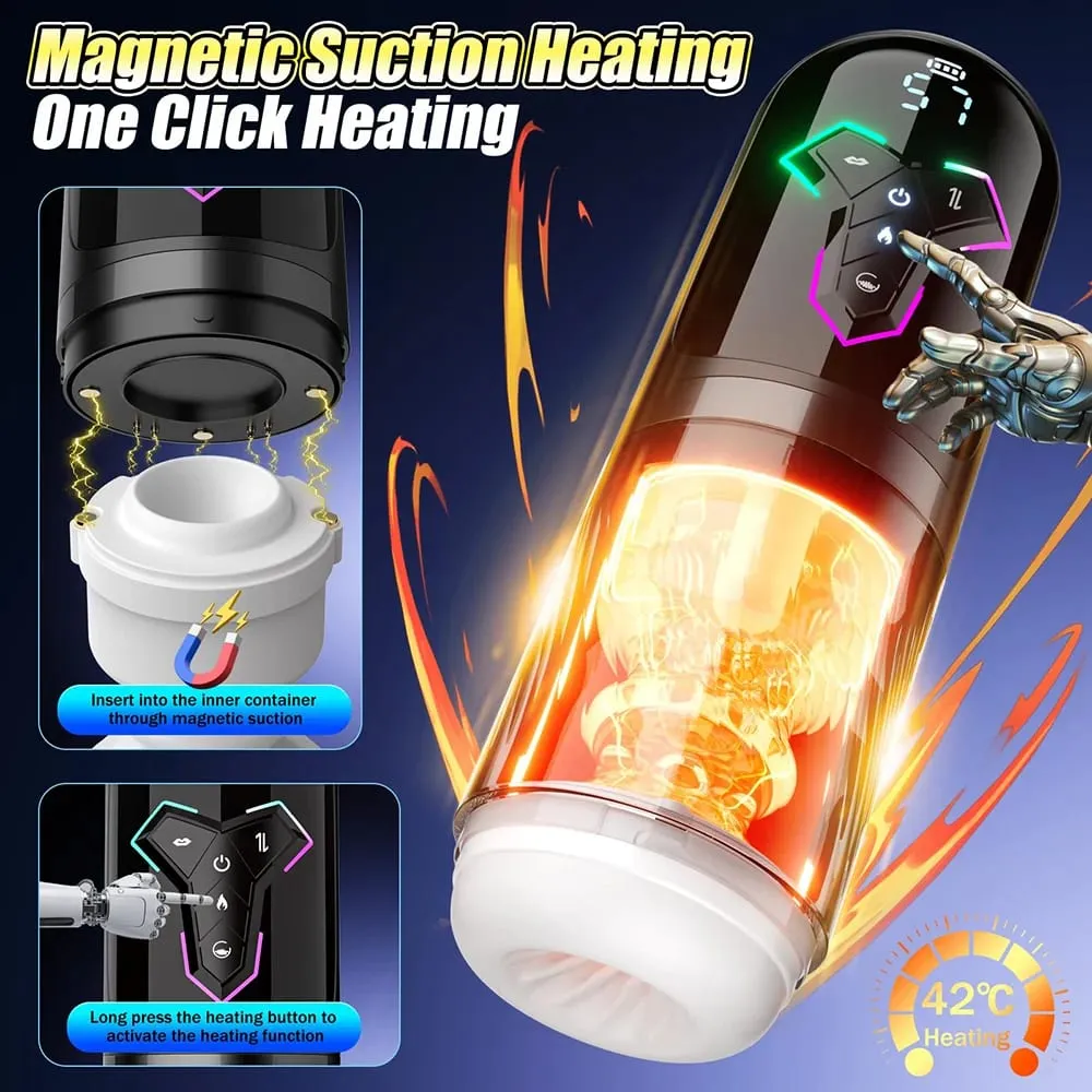APP Control Male Automatic Masturbator Cup Vibrating Thrusting Sucking Heating Penis Pump with LCD Display Adult Sex Toy for Men