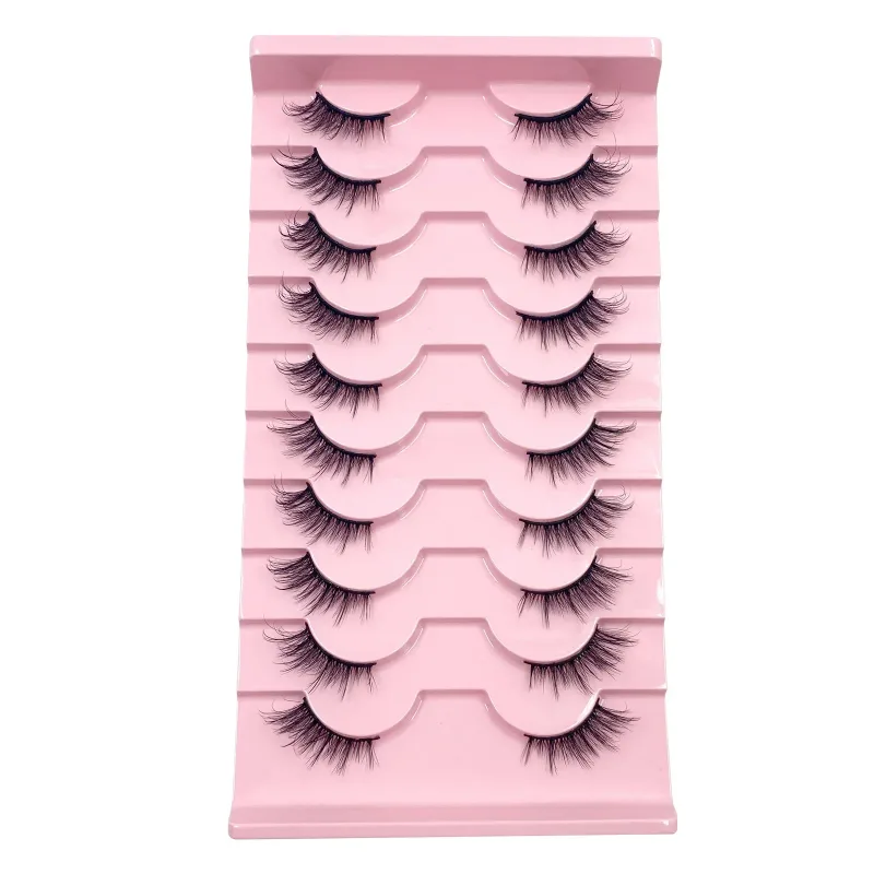 3D Cat Eye Lashes Half Eyelashes 10Pairs Half Lashes Natural Clear Stem False Eyelash Extension Makeup Faux Cils maquiag