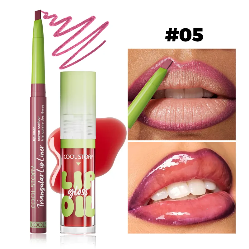 2ks Lip Liner Lesk na rty Sada rtěnek 2 v 1 Smooth Lips Contour Makeup Kit Matná tužka na rty pro ženy Plumping Oil Combo Cosmetic — image 12