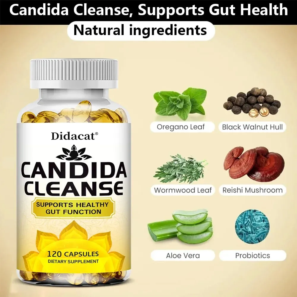 Candida Cleanse-contém ervas naturais e probióticos para apoiar a função intestinal saudável e a saúde imunológica, adequado para unissex — image 3