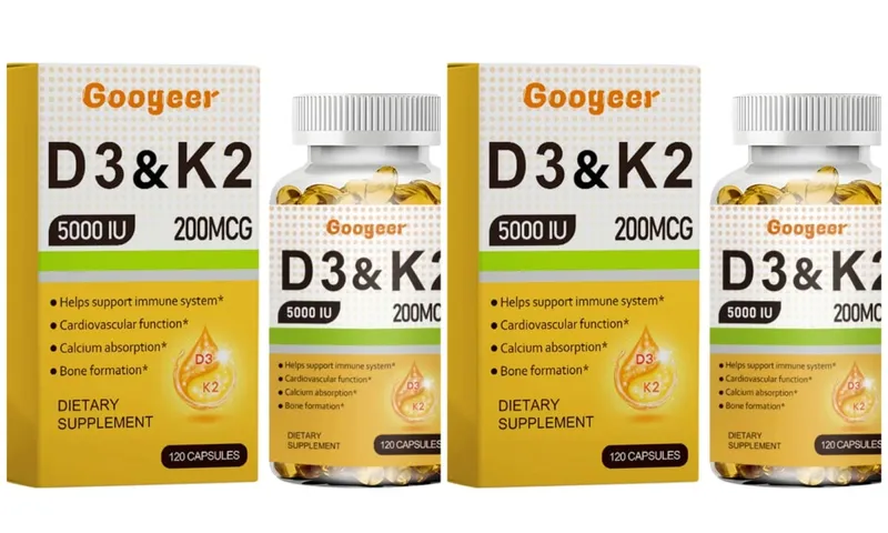 Googeer Vitamin D3 K2 Capsules 5000 IU D3 and 200 mcg K2 for Bone Health and Immune Support Dietary Supplement 120 Capsules — image 6