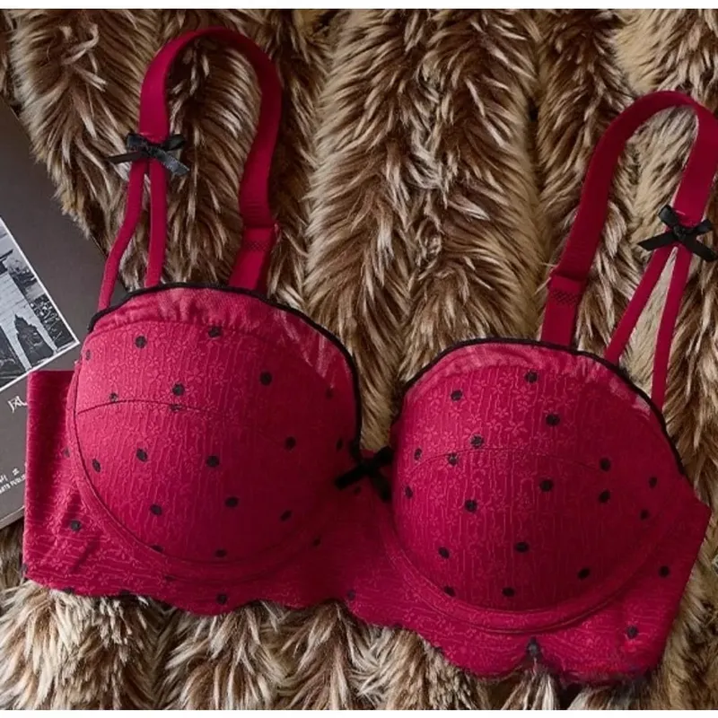 Women Lace Demi Cup Bra Set Push Up Small Bust Upper Support Anti Sagging Elegant Back 2Pcs Intimate Lingerie Daily Underwear