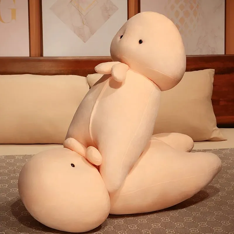 1pc Cute Penis Plush Pillow Wings Pink Long Plushie Human Figured Bolster Sexy Men's Gift — image 4