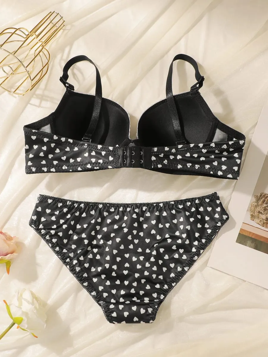 Sexy Lingerie Set Push Up Bra with Steel Ring Printed Panty Set for Women Daily Wear Comfort Bra Underwear Fashion Lingerie