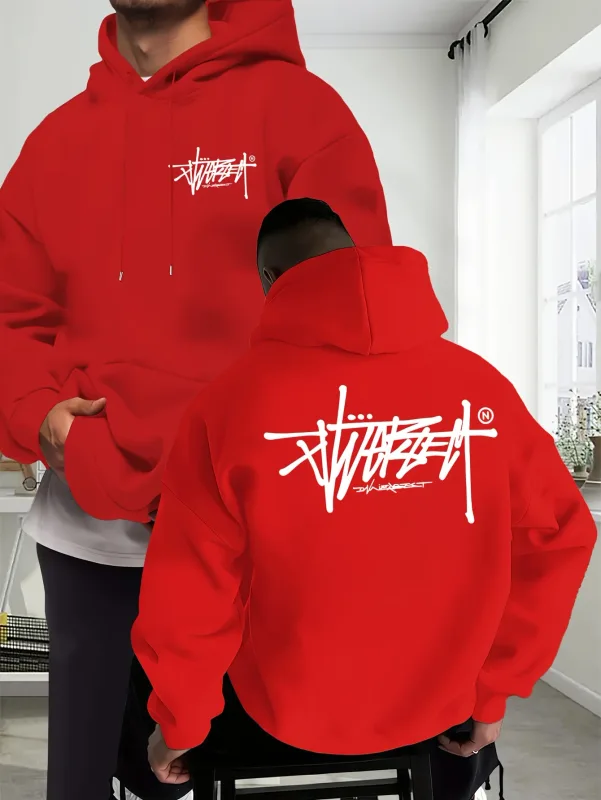 New men's port hooded shirt providing warmth and comfort Suitable for wearing in autumn and winter Fashionable printed design