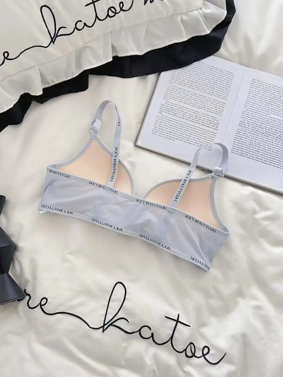 Sexy Front Closure Push-Up Lingerie Set for Small Breasts Comfortable Thin Bra with No Steel Ring Letter Shoulder Straps — image 7
