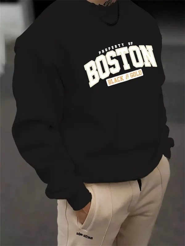 Simple Letters Pattern Sweatshirts For Men Fashion Trendy Streetwear 3D Printed Hoodies Cool Oversized Hip Hop Pullovers Tops — image 1