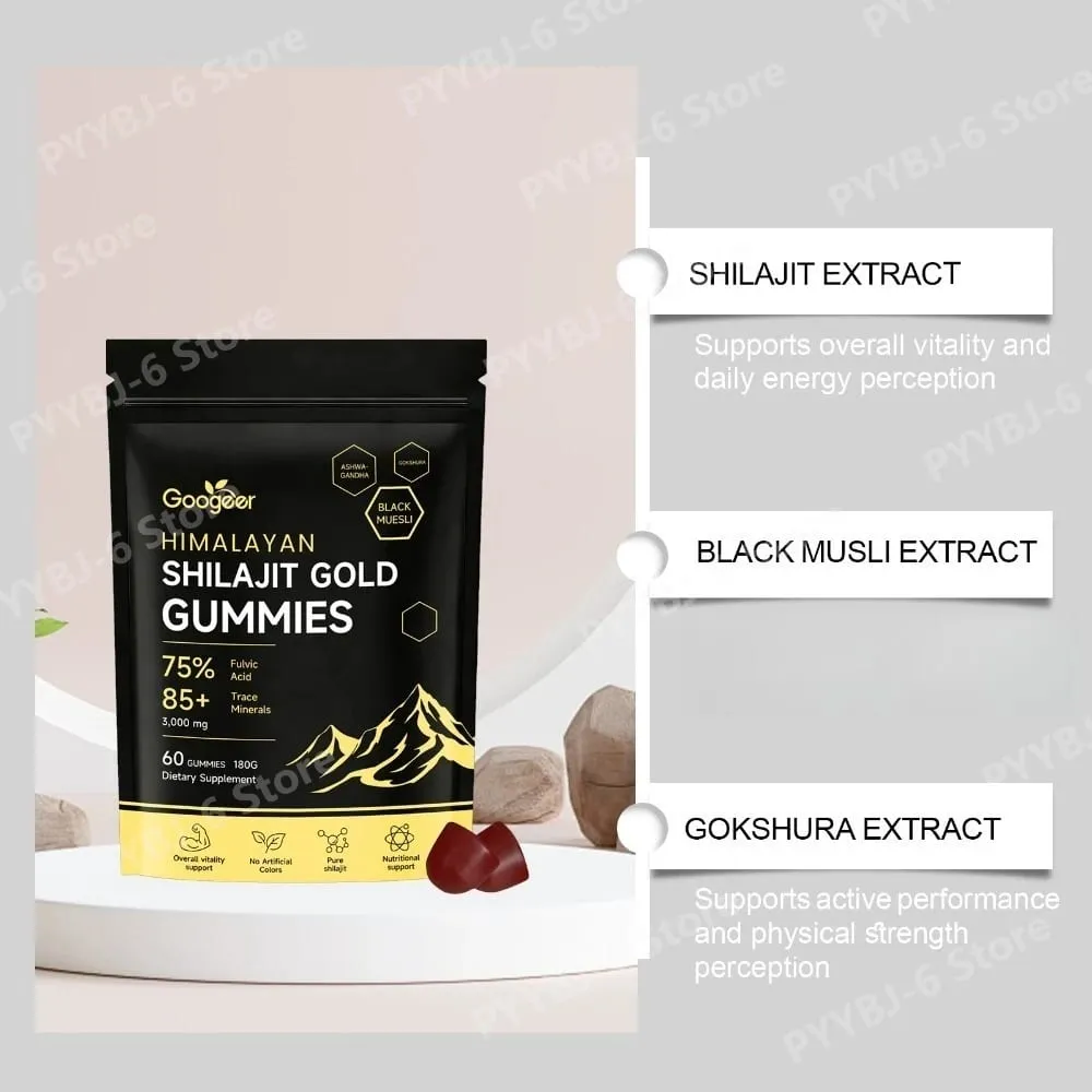 Himalayan Shilajit Gold 60 Gummies Minerals Formula Supports Energy Boost & Body Vitality Natural Nutritional Dietary Supplement — image 3