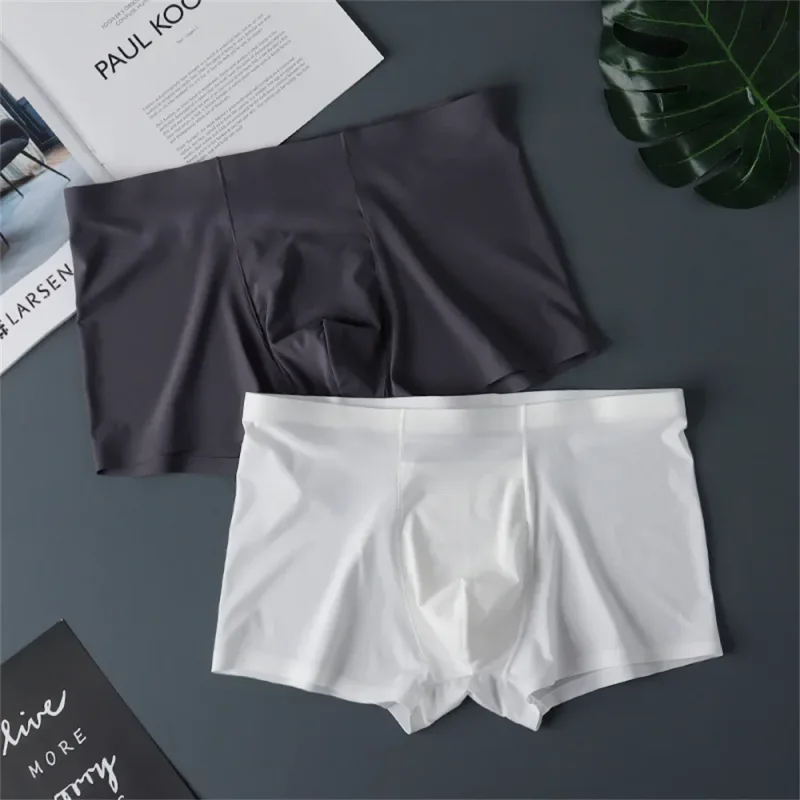 3PCS 고품질 남자의 얼음 실크 속옷 여름 얇은 통기성 원활한 팬티 섹시한 남성 속옷 플러스 크기