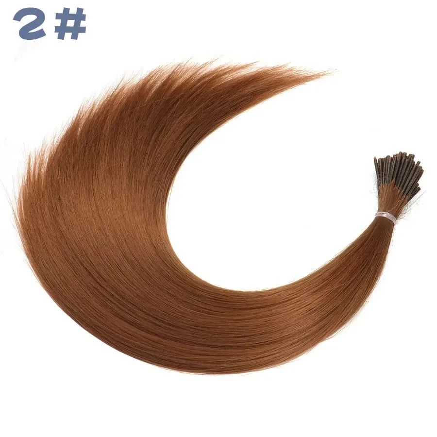 50 Strands/Pack Synthetic Colored I-Tip Stick Hair Extensions Straight Hair 16 Inch For Women High Temperature Fiber Hairpieces