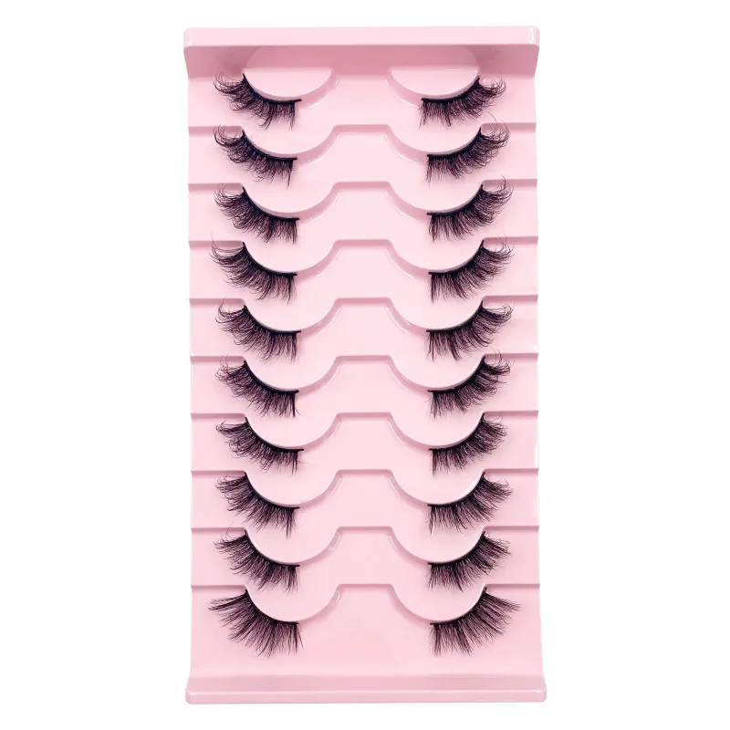 3D Cat Eye Lashes Half Eyelashes 10Pairs Half Lashes Natural Clear Stem False Eyelash Extension Makeup Faux Cils maquiag