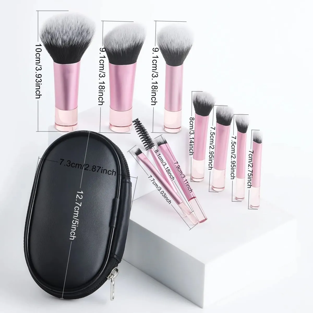 Mini set di pennelli per trucco da 10 pezzi con borsa Pennello per trucco portatile da viaggio disponibile in più colori