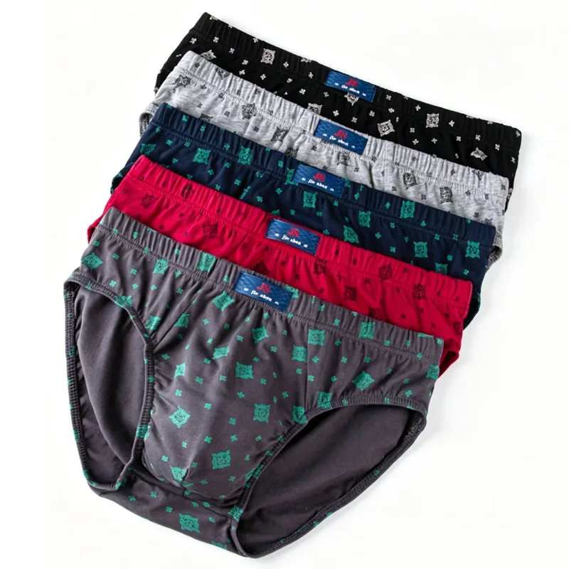 5 Pieces/lot Men's 100% Cotton Breathable Briefs Plus Size Men Underwear Breathable Comfortable Men Underpant Lingerie Panties — image 7
