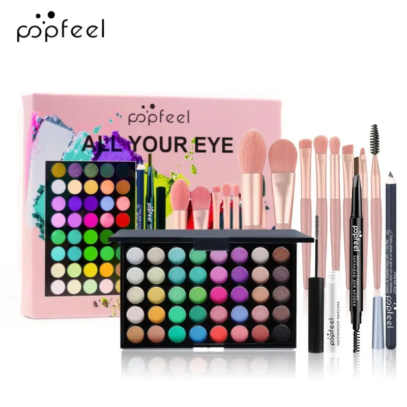 Glitter Matte Wasserdichte Palette Pulver Kosmetik Kit Augenbrauen Bleistift Eyeliner Stift Mascara Make-Up Pinsel Augen Kosmetik — image 8