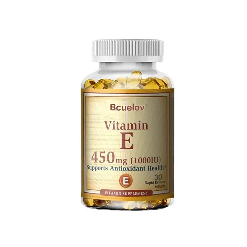 Bcuelov Vitamin E 1000 IE 450mg - til hudhår cirkulationssundhed immunsystemstøtte - antioxidanttilskud