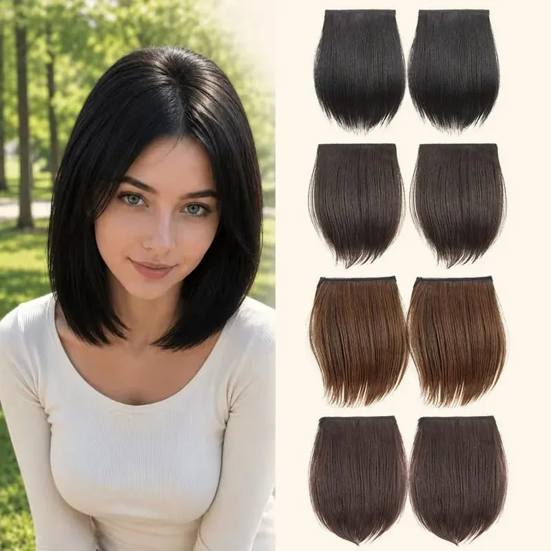 10cm Synthetic Short Straight 2pcs Hair Pads Extension Change Head Shape Fiber Hairpiece for Women Daily Wear — image 2