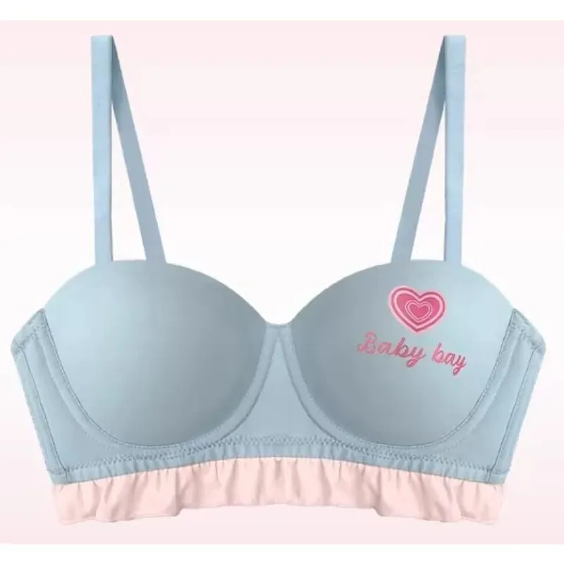 Blue Heart Seamless Wireless Bra Round Half Cup Lingerie for Small Chest Push Up No Underwire Sexy Intimates S-XL