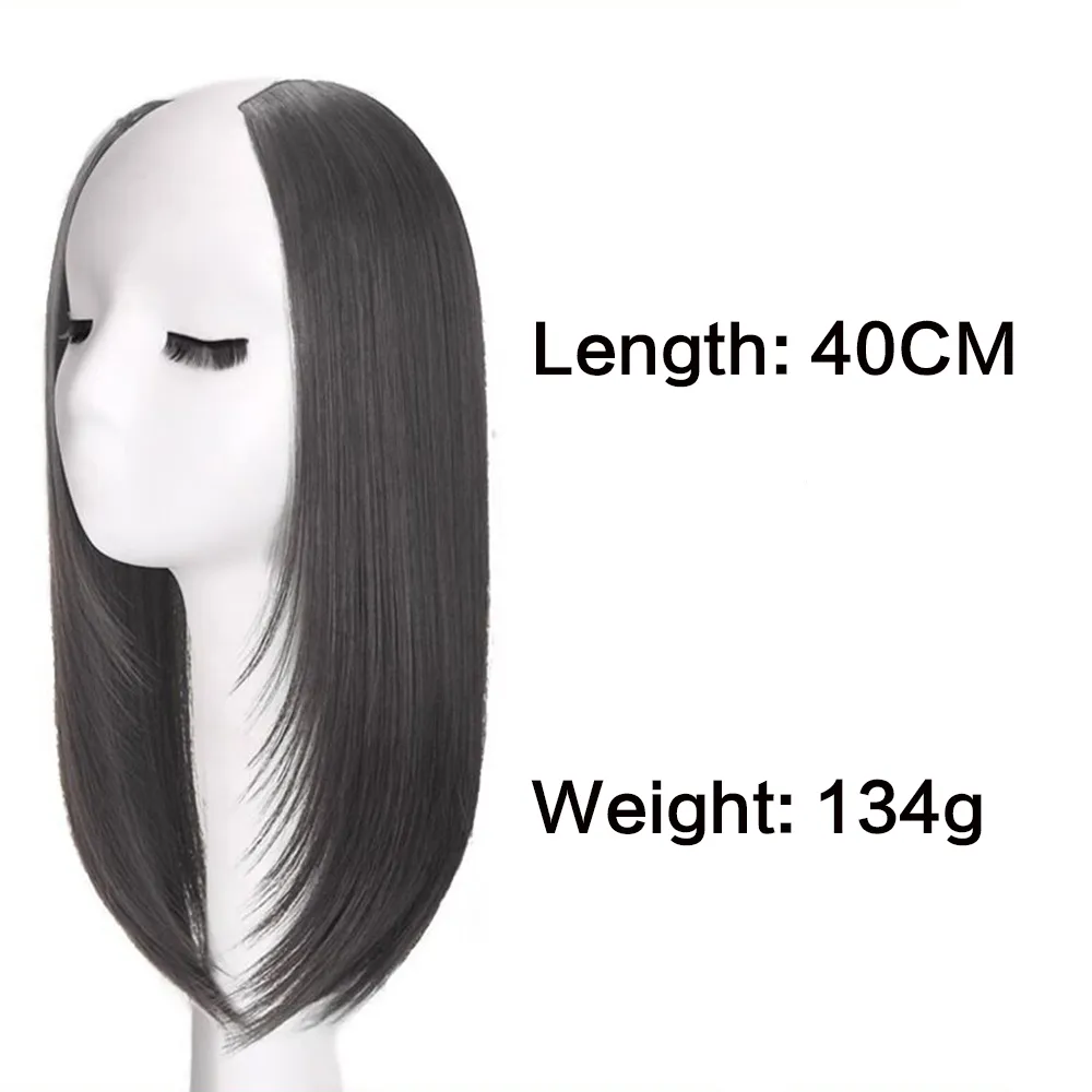 One-Pieces Clip Wig Invisible Synthetic Hair Extensions U-Type Short Straight Extension Women Hairpieces Half Wig Female