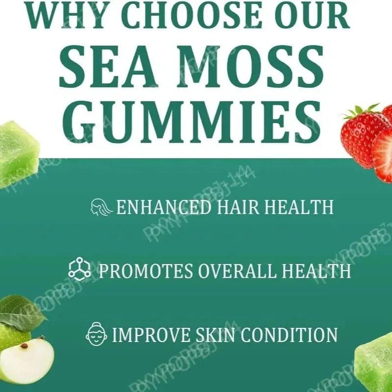 Irish Sea Moss Gummies 1500mg Equivalent 16 in 1 Botanical Blend Apple Flavor Daily Wellness Supplement 30 Count