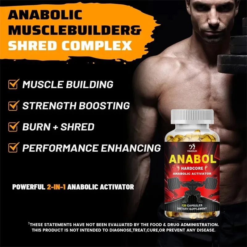 Buy 1 Get 1 Free! Anabol Hardcore Supplement for Muscle Growth Improved Endurance Stress and Mood Relief and Overall Health