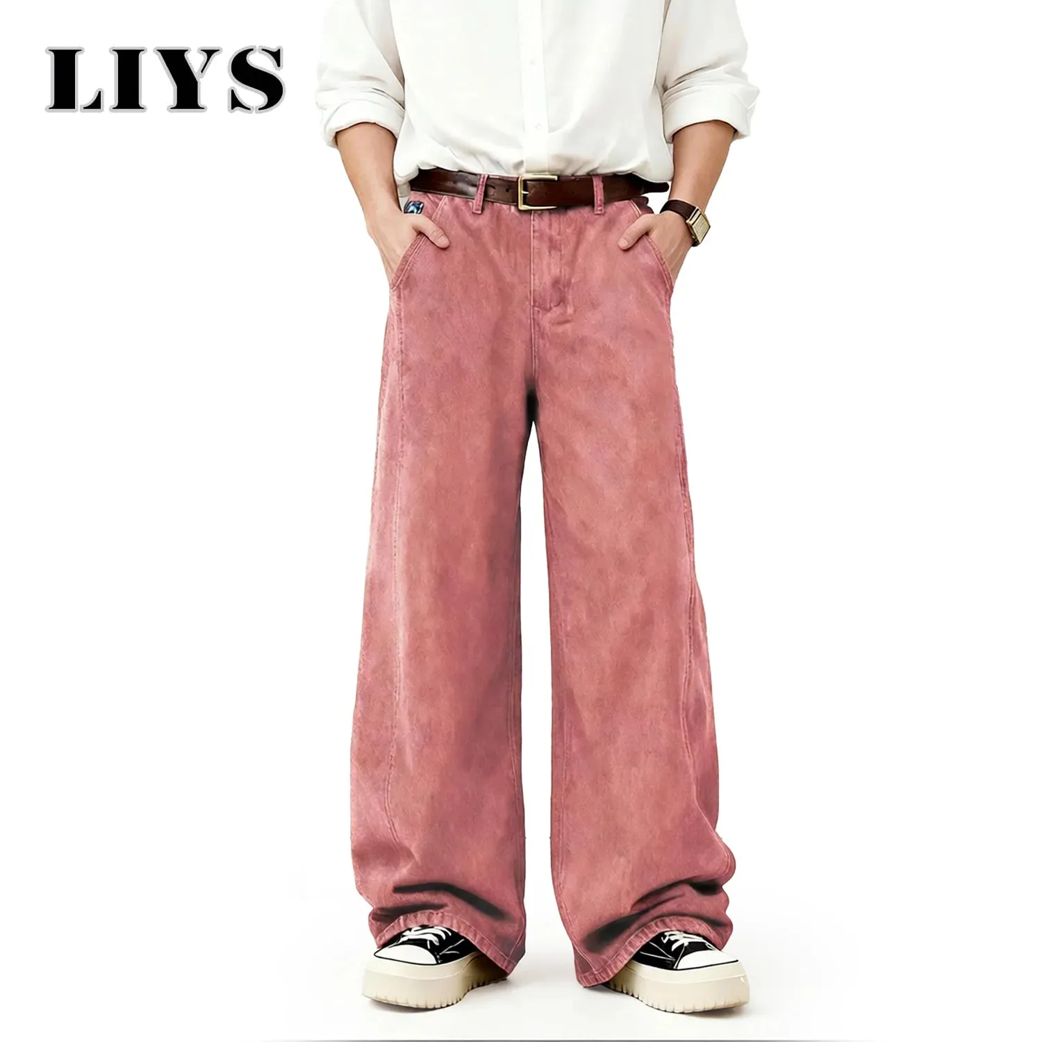 American Men's Retro Brown Ultra Baggy Wide Leg Jeans Street Casual Embroidery Oversized Men's Clothes Unisex Denim Pants