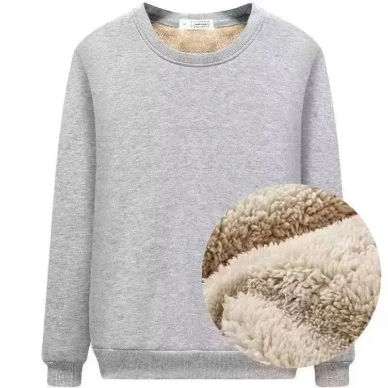 Lamb Fleece Lined Fleece Lined Sweatshirt Thick Warm Thermal Loose Fit Long Sleeve Sweatshirt Autumn Winter Weight