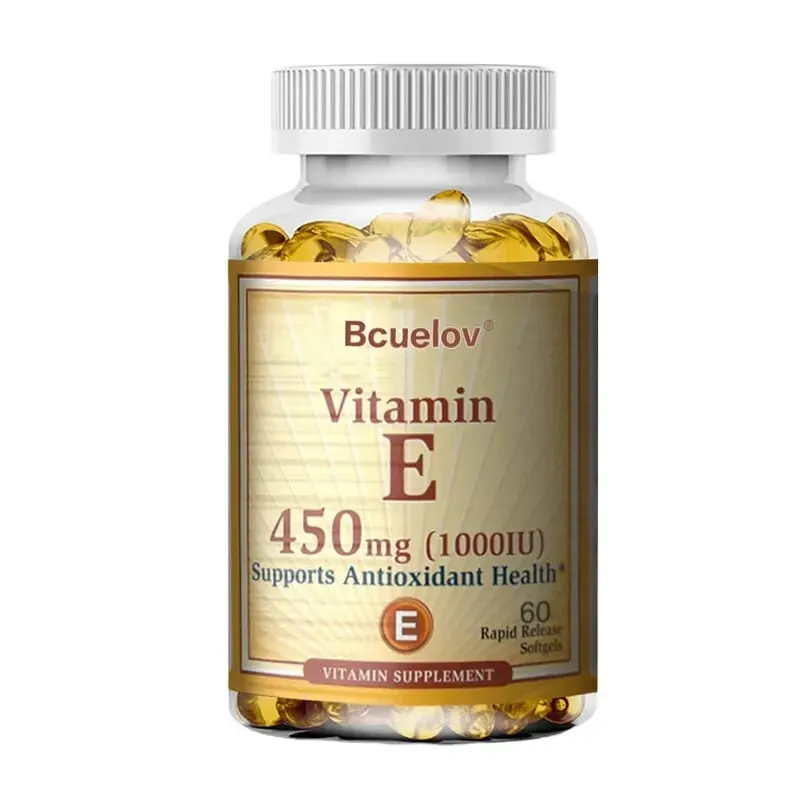 Bcuelov Vitamin E 1000 IE 450mg - til hudhår cirkulationssundhed immunsystemstøtte - antioxidanttilskud