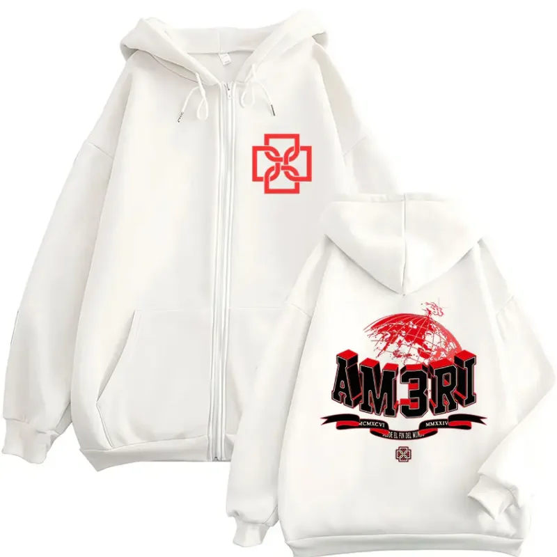 Rapper Duki AM3RI Modo Diablo Zipper Hoodies Men Women Clothing Zip Up Hooded Sweatshirts Fleece Oversized Pullovers Jacket Coat