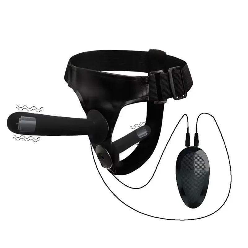Vibrating Double Penetration Strap On Dildo Harness Adjustable Belt Dual Ended Anal Plug Sex Toy for Couples Remote Control A