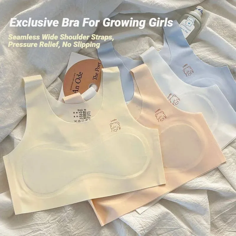 3Pcs Teenagers Comfortable Breathable Simple Training Bra Vest Soft Elastic Skin Friendly Lingerie For Girls No Steel Ring — image 2