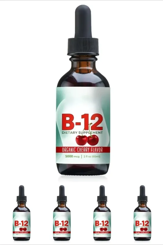 비타민 B12 메틸코발라민 액체 방울 5000mg 체리 맛 2액량 온스 60회분 비건 무설탕 일일 보충제