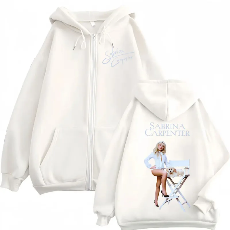 Singer Sabrina Carpenter Merch Zipper Hoodies Fashion Aesthetic Zip Up Pullovers Men's Women's Casual Long Sleeve Sweatshirts