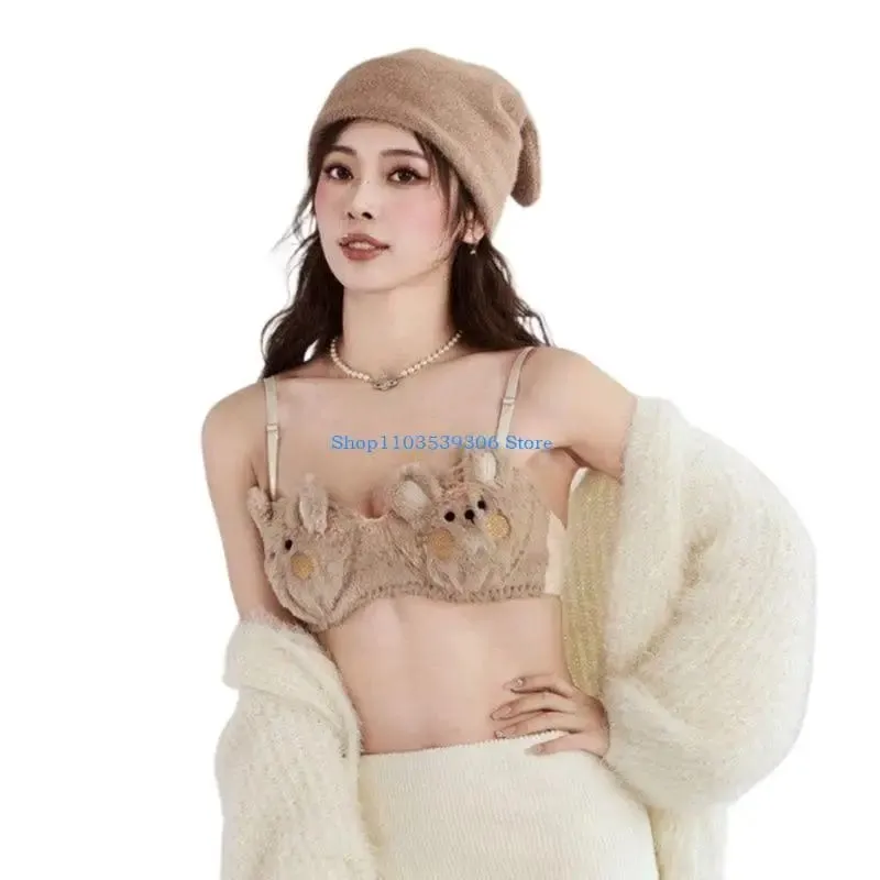 400A Women's Faux Furs Bra Top and Panty Set Cartoon Bear Underwear Set Soft Plush Lingerie Set Anime Cosplay Costumes Gifts — image 2