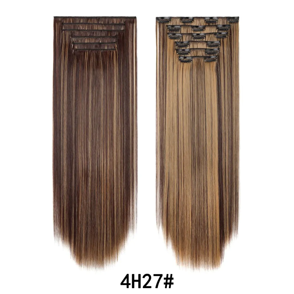 24 Inch 6PCS Clip In Hair Extensions Straight Synthetic Hair Extensions Dark Brown Long Natural Looking Hair Piece for Women