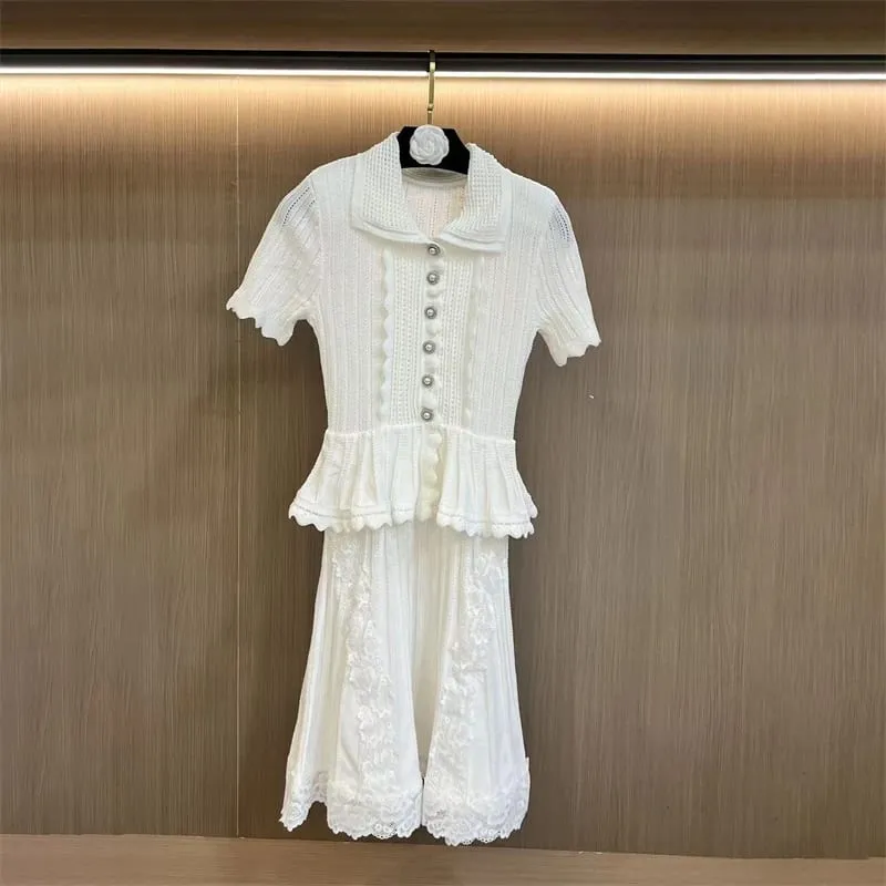 Y2K Summer New Arrival Elegant Knitted Mock Two-Piece Short Dress High-Quality Women's Fashion Casual Sweet Holiday Mini Skirt — image 6