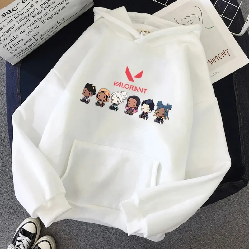 Valorant Anime 2D Print Men's Cotton Hoodie Casual Oversized Pullover Popular Streetwear Fashion Sweatshirt Trend Men Clothing