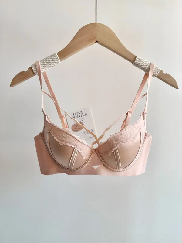 Women Sexy French Lace Push Up Bra Set Polka Dot Small Cup Shaping Sweet Lingerie Breathable Underwear Daily Dating Nightwear