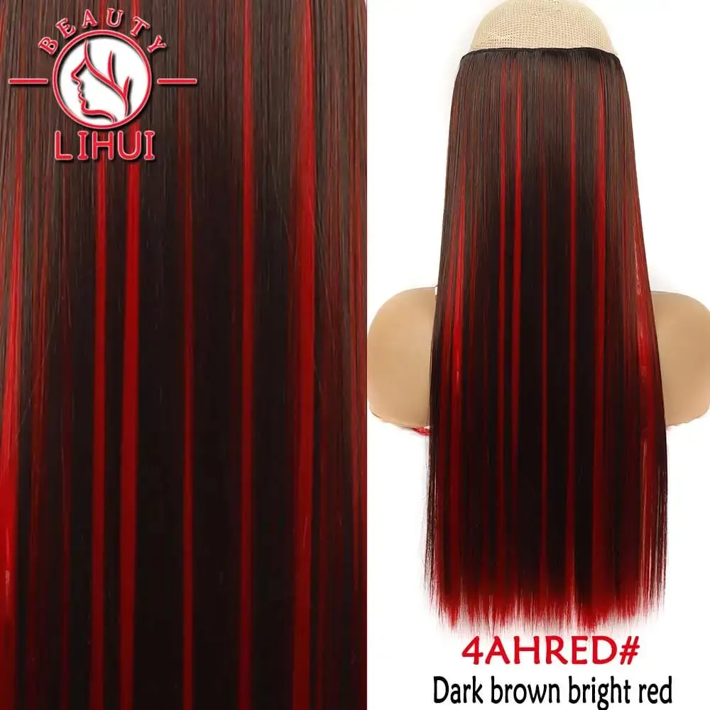 Synthetic Natural Synthetic Hair Extensions 5 Clip In Artificial Fake Ombre Blonde Brown Black Pink Straight False Hair Piece — image 46