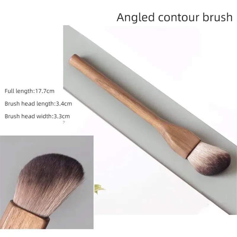 Walnut Wood Handle Makeup Brush Loose Powder Foundation Blush Contour Brushes Super Soft High Density Makeup Tools Brushes — image 9
