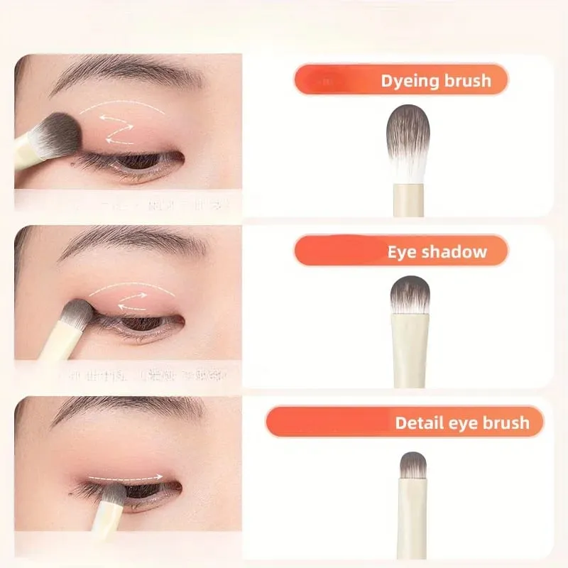 10pcs Natural Eye Makeup Brushes Set Detail Eyeshadow Brush Makeup Brush White Ultra Soft Eyeshadow Eyeliner Makeup Tool