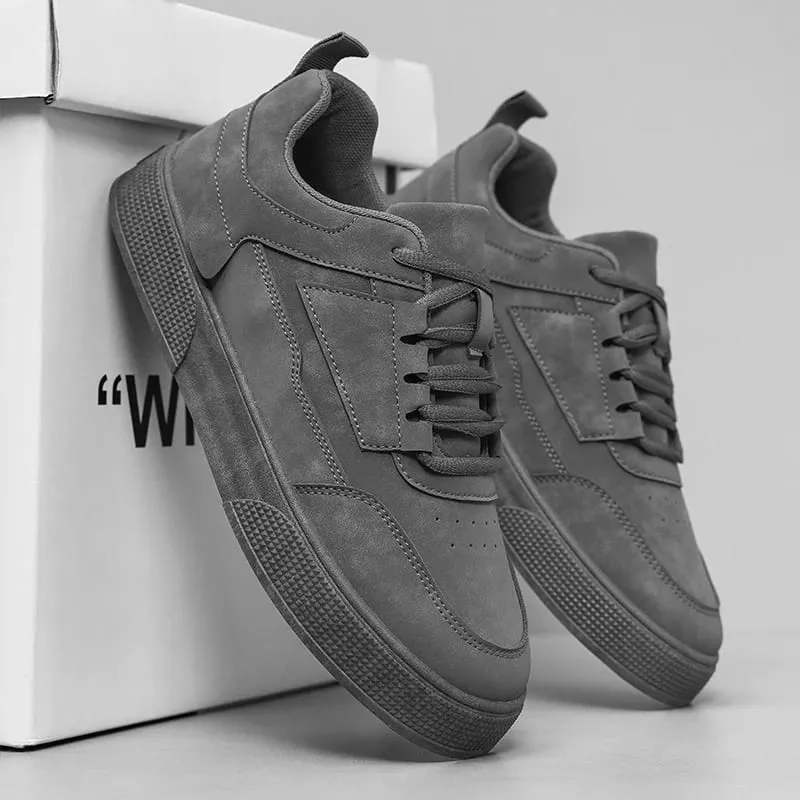 Men's Suede Casual Sneakers Low Top Lace-up Skateboard Shoes Fashion Breathable Streetwear Men's Flat Shoes