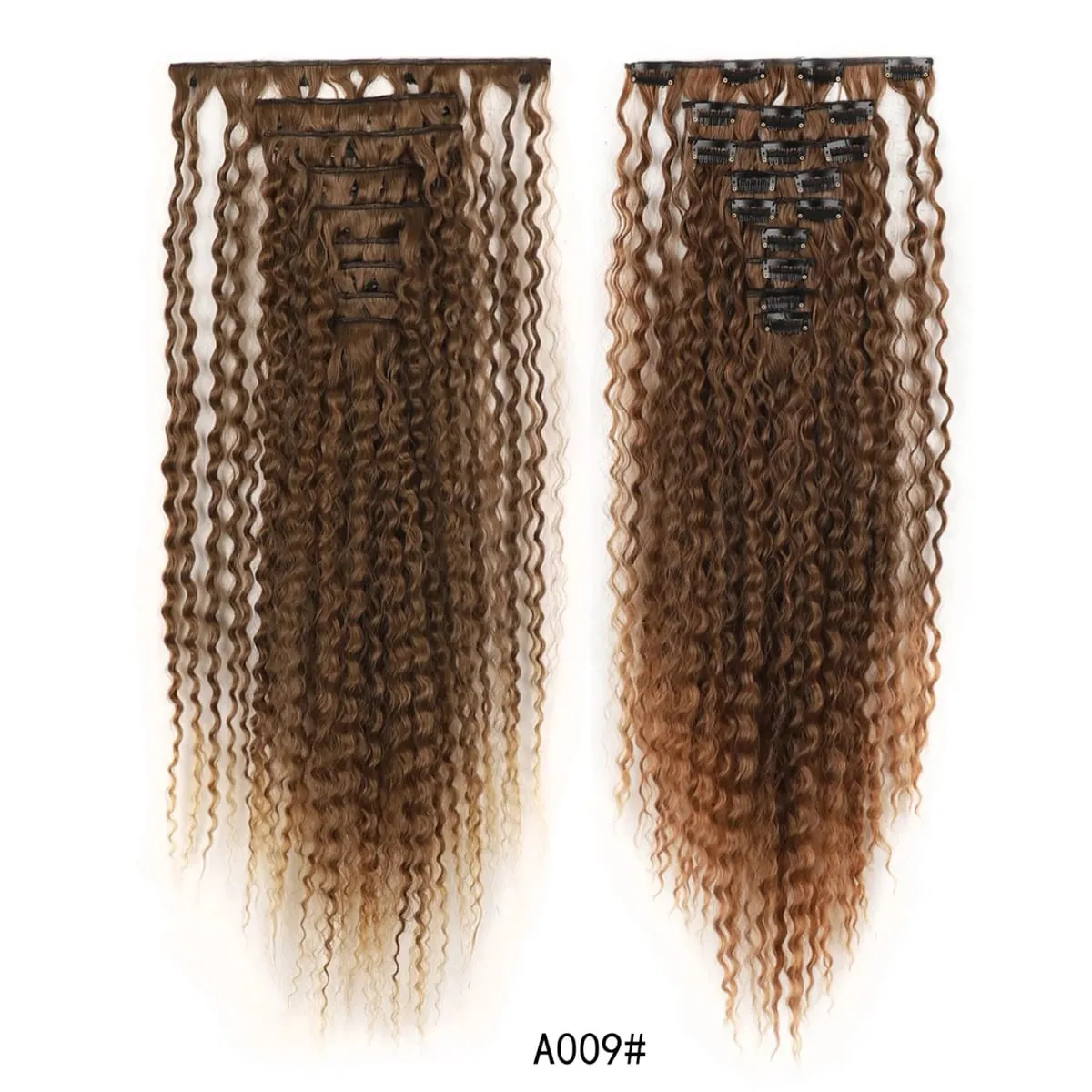 9PCS Clip-in Hair Extensions Kit Long Soft Curly Hair Extension Synthetic Kinky Curly Hairpieces Full Head Fake Pieces for Women
