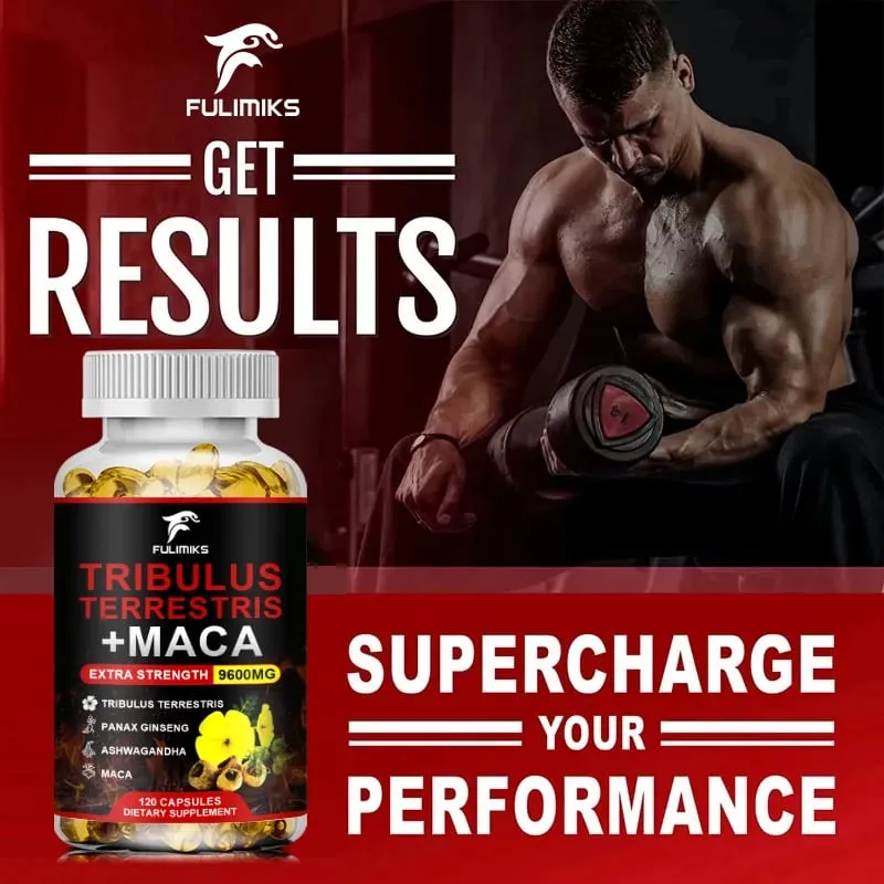Tribulus Terrestris + Maca Capsules 9600MG with Ginseng & Ashwagandha Supports Energy Stamina & Muscle Performance